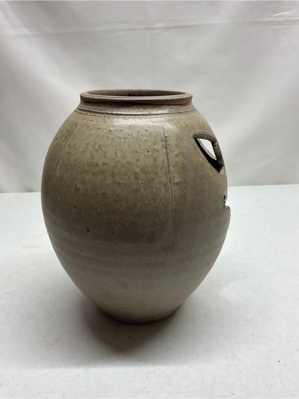 Handcrafted Gray Ceramic Pottery Jack-O'-Lantern Funny Face